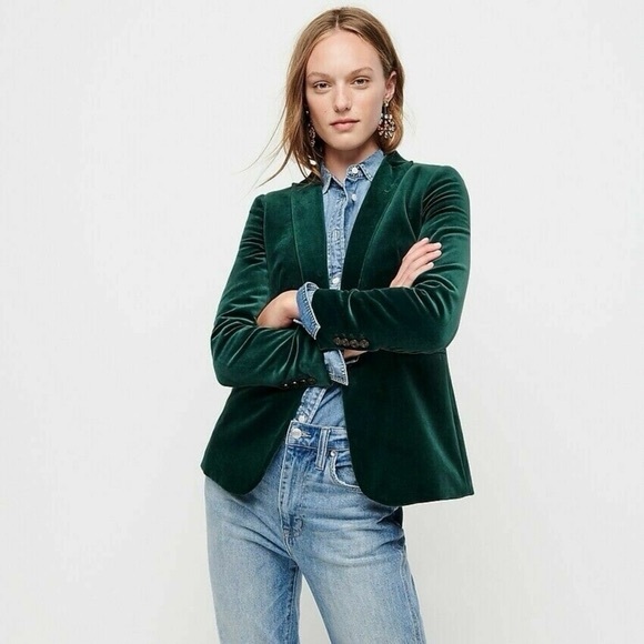 J. Crew Jackets & Blazers - J.Crew Parke Forest Green Velvet Blazer